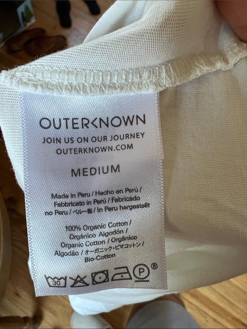 Outerknown 100% organic cotton White Short Sleeve Tee with Navy Trim - Picture 3 of 5